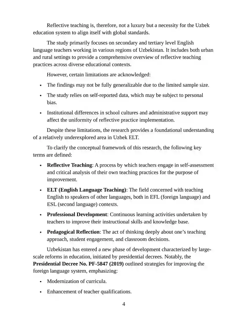Reflective Teaching in English Language Teaching (ELT) Context