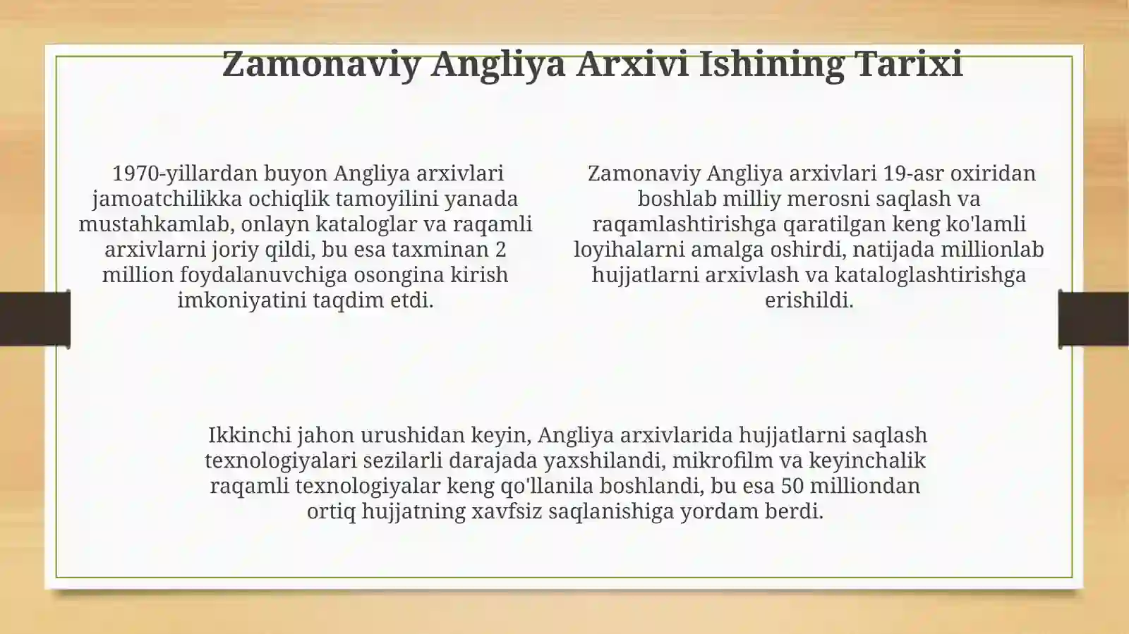 Zamonaviy Angliya Arxivologiyasining Muammolari va Kelajagi