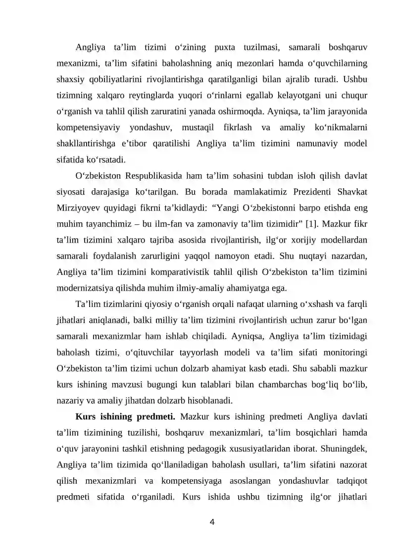 ANGLIYA DAVLATI TA’LIM TIZIMIGA KOMPARAVISTIK TAHLIL