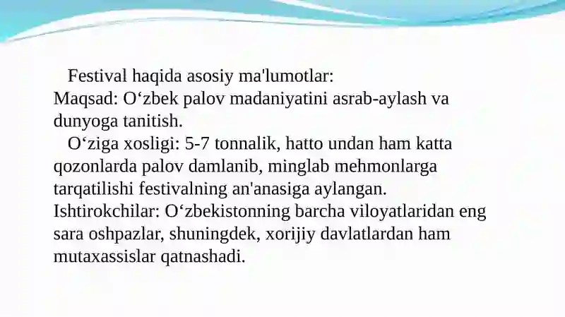 XALQARO OSH FESTIVALI.