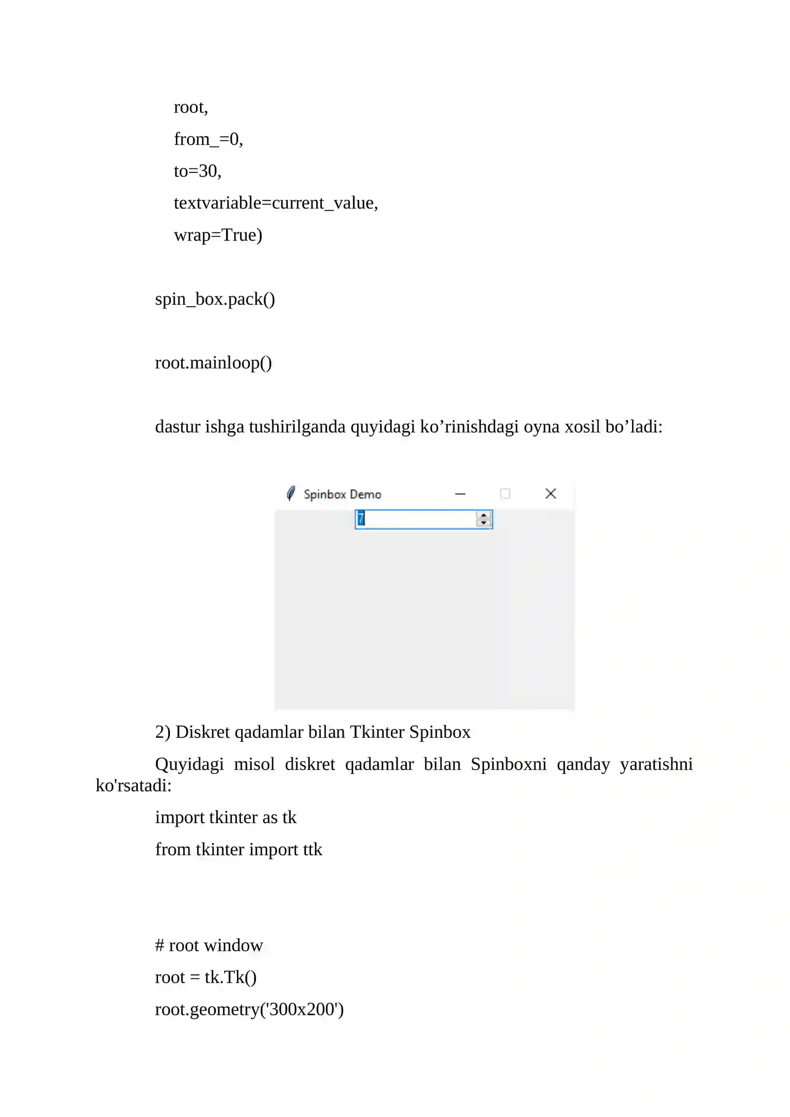 Tkinter Spinbox