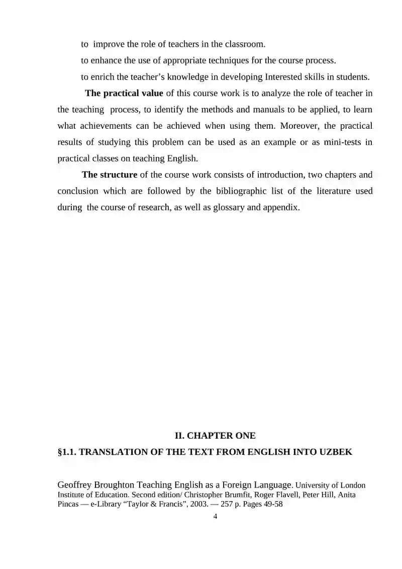 The Role of Teacher in English Language Teaching Classroom