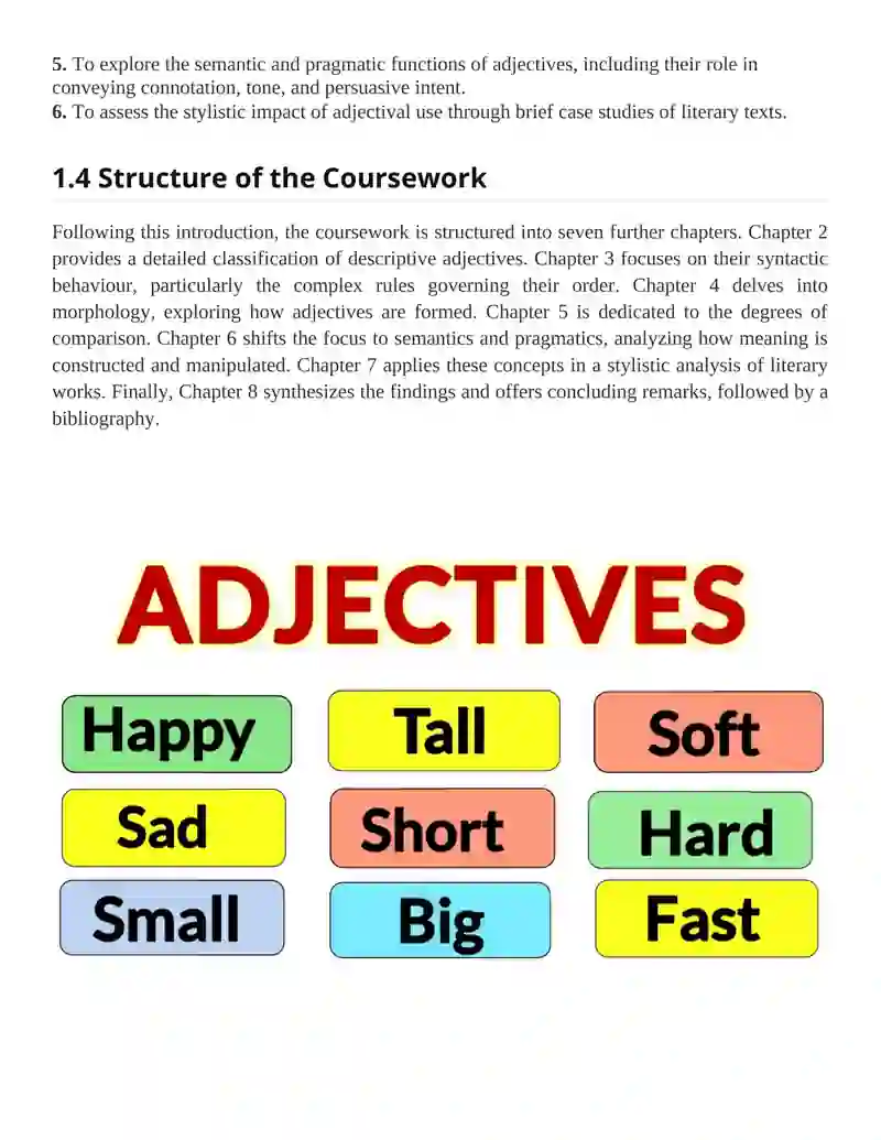 A Comprehensive Study of Descriptive Adjectives in Modern English