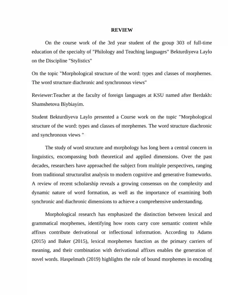 Morphological structure of the word: types and classes of morphemes ...