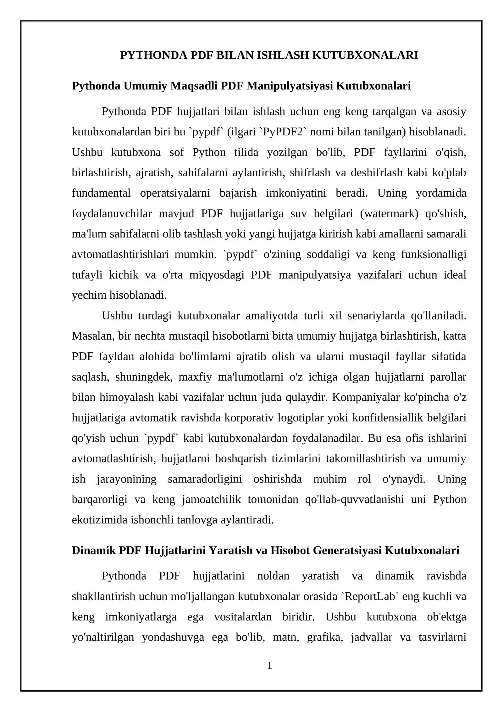 Pythonda pdf bilan ishlash