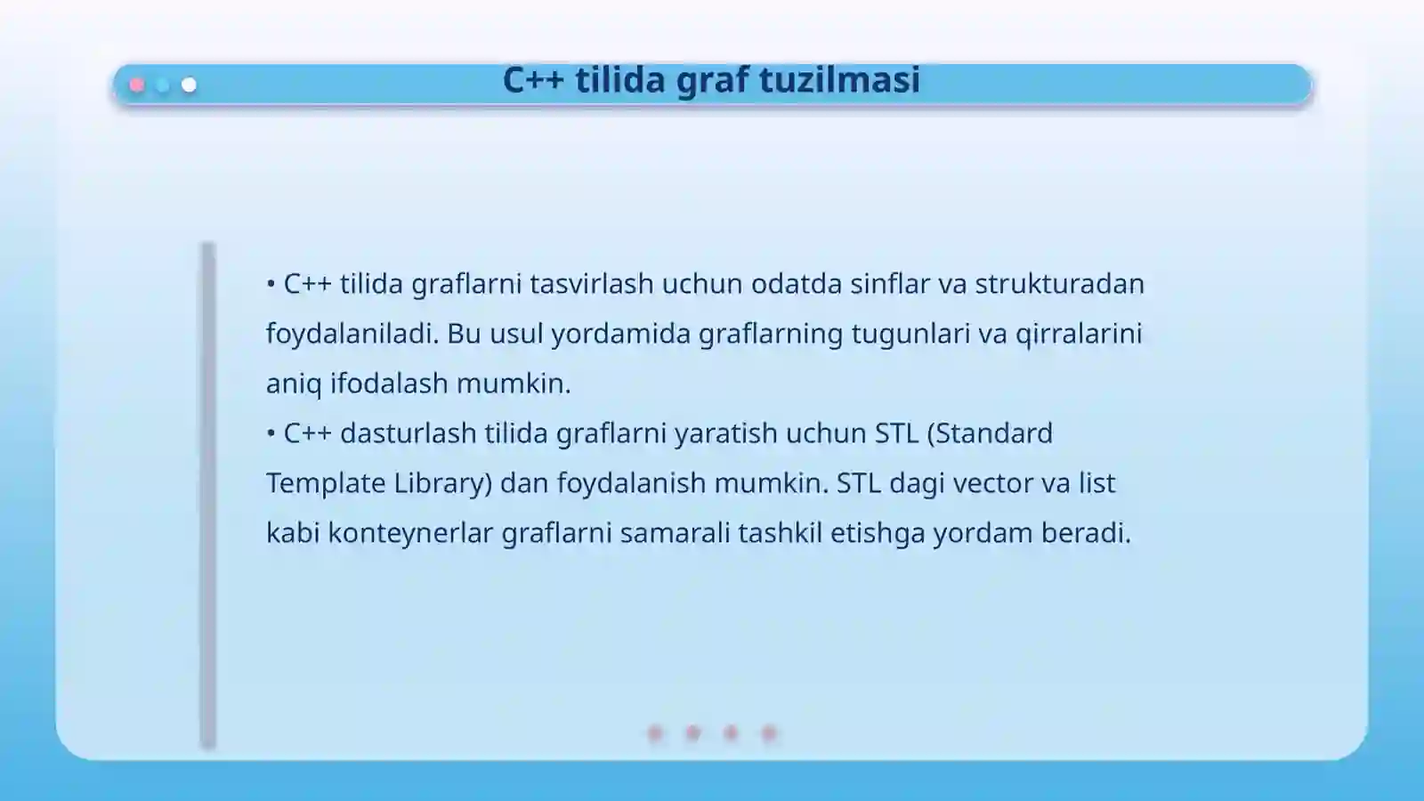 Graf tushunchasi C++ dasturlash tilida