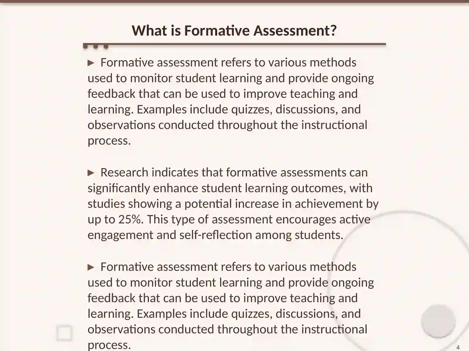 Formative and Summative assessment types