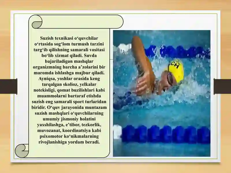 Suzish usullarining texnikasini o‘rgatish