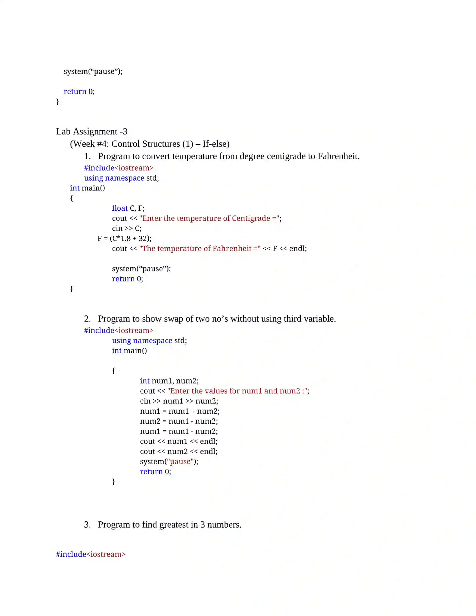 Practical Lab Assignments – Object Oriented Programming 1