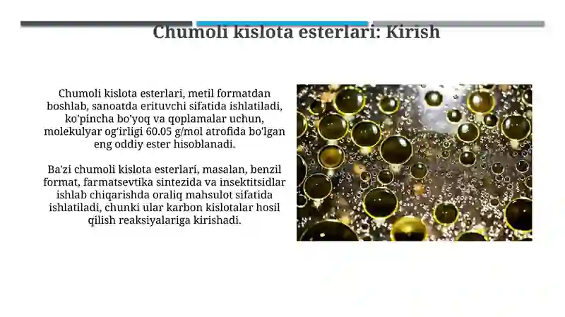 Chumoli kislotasining efirlari