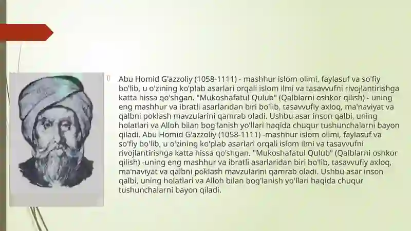Taqdimot Abu Homid G‘azzoliy va uning “Mukoshafatul qulub” asari