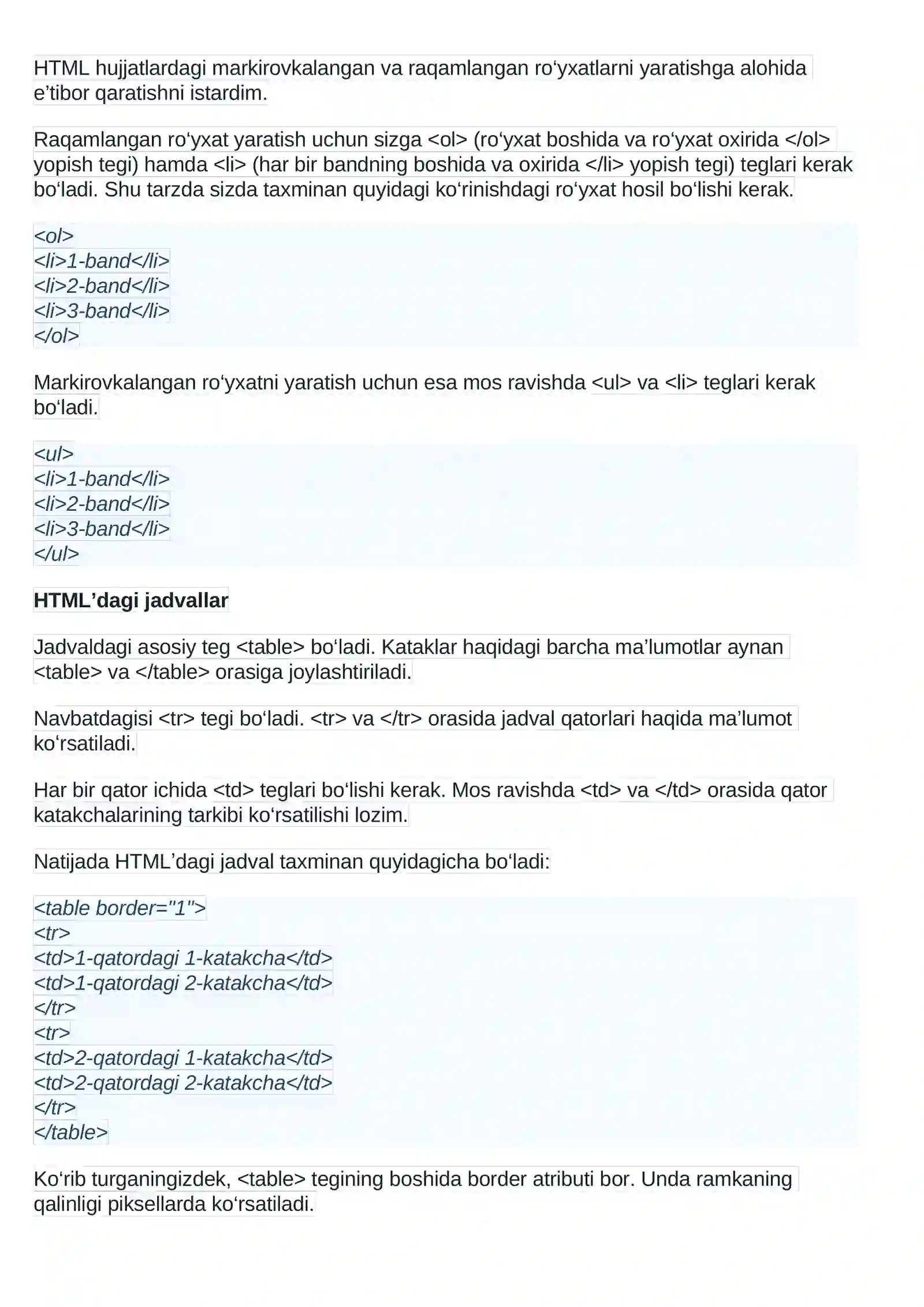HTML va CSS