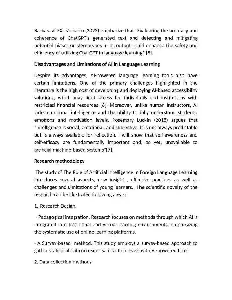 The Role of Artificial Intelligence in Foreign Language Learning