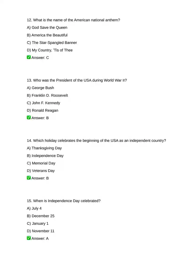 The USA (30 Questions with Answers)