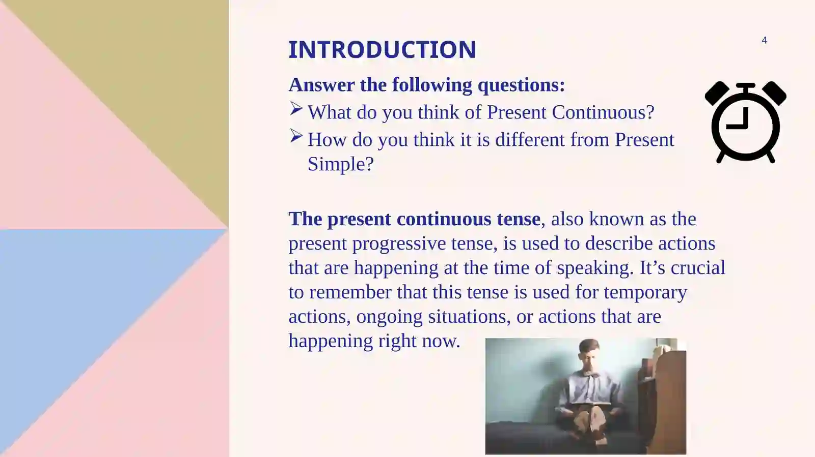 Lesson planon the theme: “present continuous”
