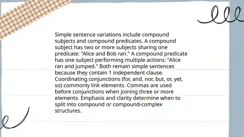 Sentence types (simple, compound, complex-comparison)