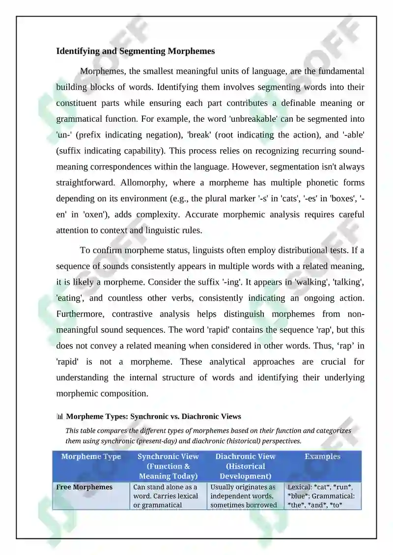 Morphemic Structure of Words
