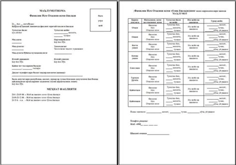 Ma'lumotnoma, obyektivka va rezyume namunasi