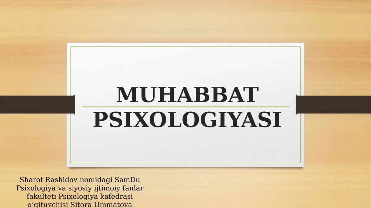 Muhabbat psixologiyasi