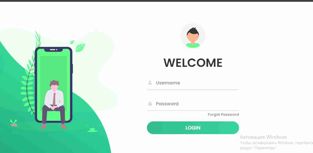 Kirish qismi uchun Login formasi shabloni.