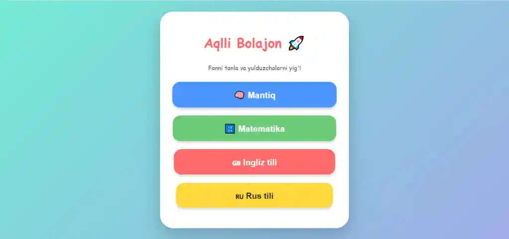 "Aqlli Bolajon - interaktiv o'quv o'yini"