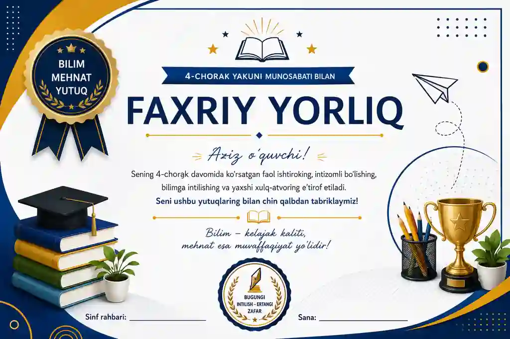 4-chorak uchun Eksklyuziv Faxriy Yorliq Dizayni