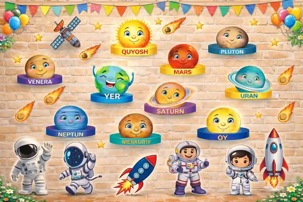 Sayyoralar ko‘rgazmasi (bolalar uchun devor bezagi)