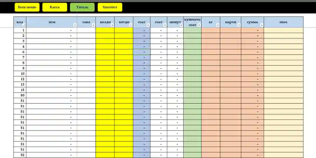 Oylik ish haqqi hisob kitob dasturi