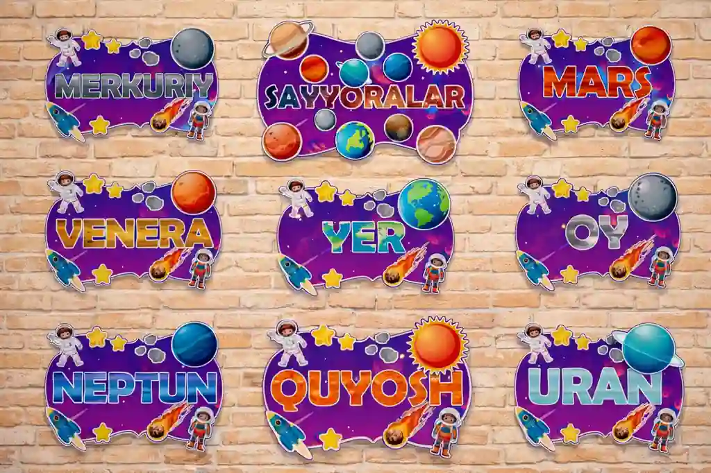 Sayyoralar kartochkalari (devor uchun to‘plam)