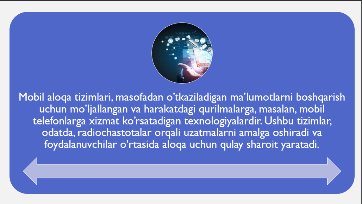 Harakatdagi mobil aloqa tizimlari tavsifi