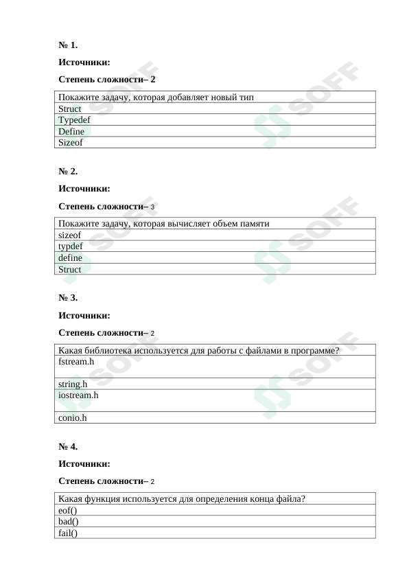 C++ fanidan testlar (rus tilida)