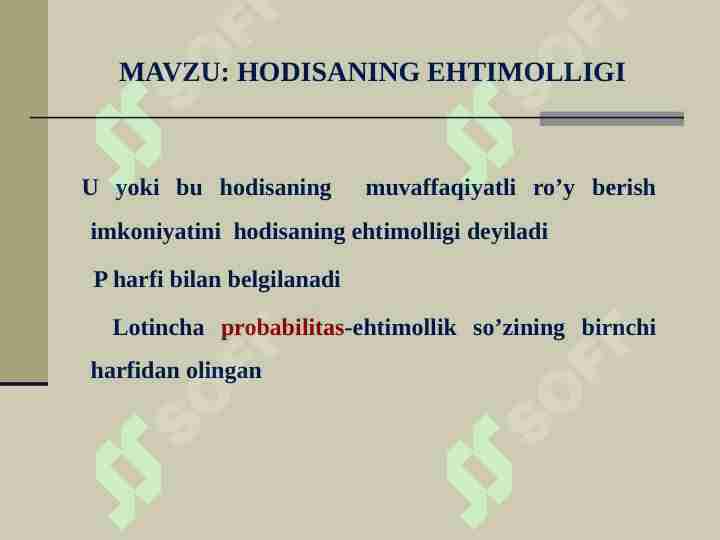 Hodisaning ehtimolligi