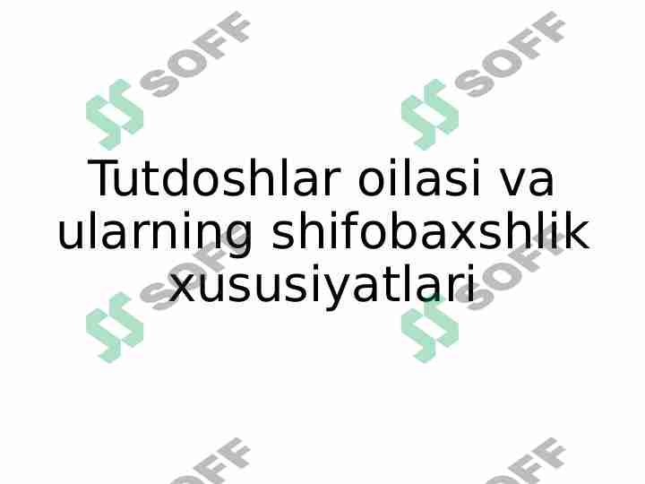 Tutdoshlar oilasi va ularning shifobaxshlik xususiyatlari