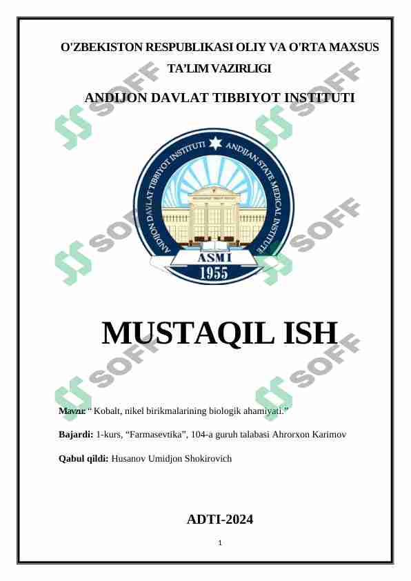 Kobalt, nikel birikmalarining biologik ahamiyati