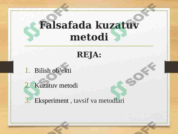 Falsafada kuzatuv metodi