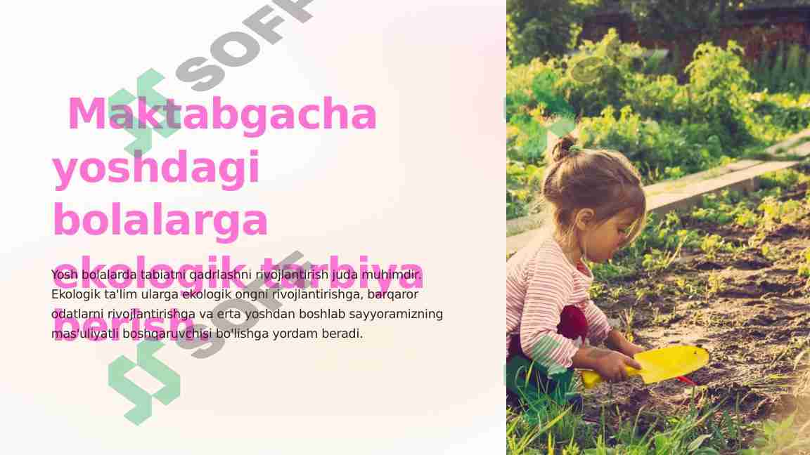 Maktabgacha yoshdagi bolalarga ekologik tarbiya berish.