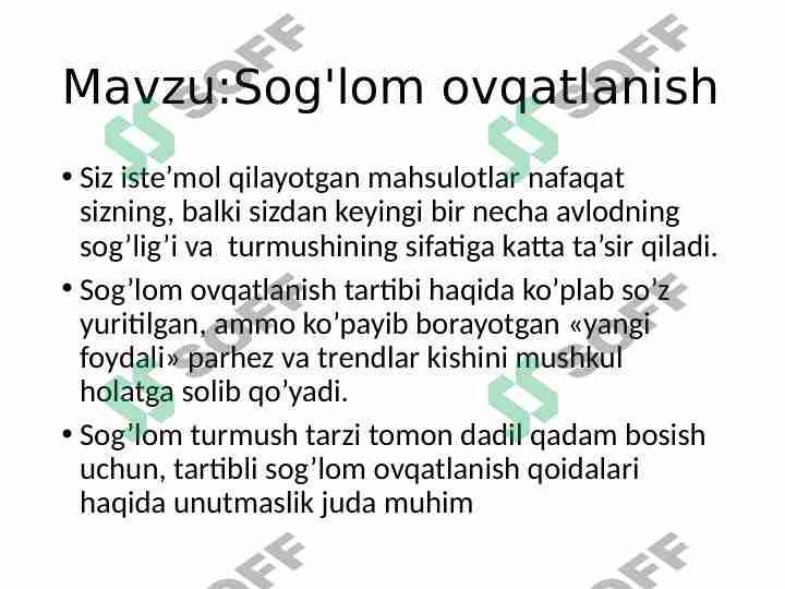 Sogʻlom ovqatlanish