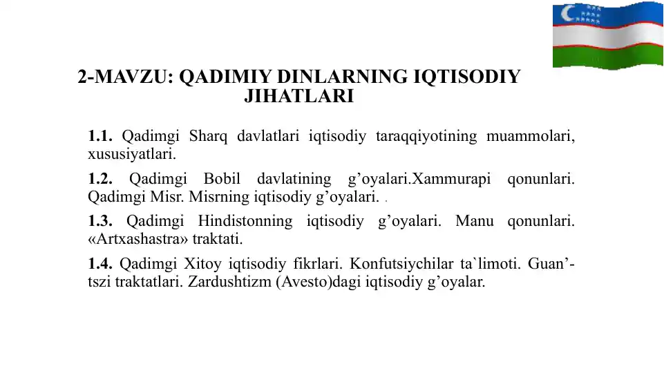 Qadimiylarning Iqtisodiy Jihatlari