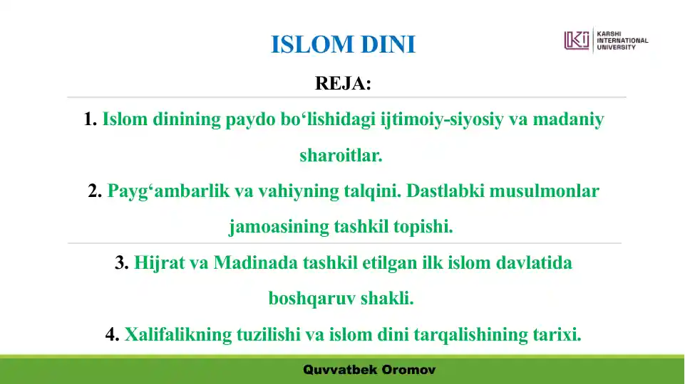 - Tags: Islam Dinireja, Arabistonyaroli, Arab davlatlari, Payg'ambarlik, Xalifalik