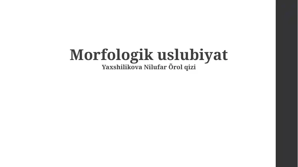 Morfologik uslubiyat