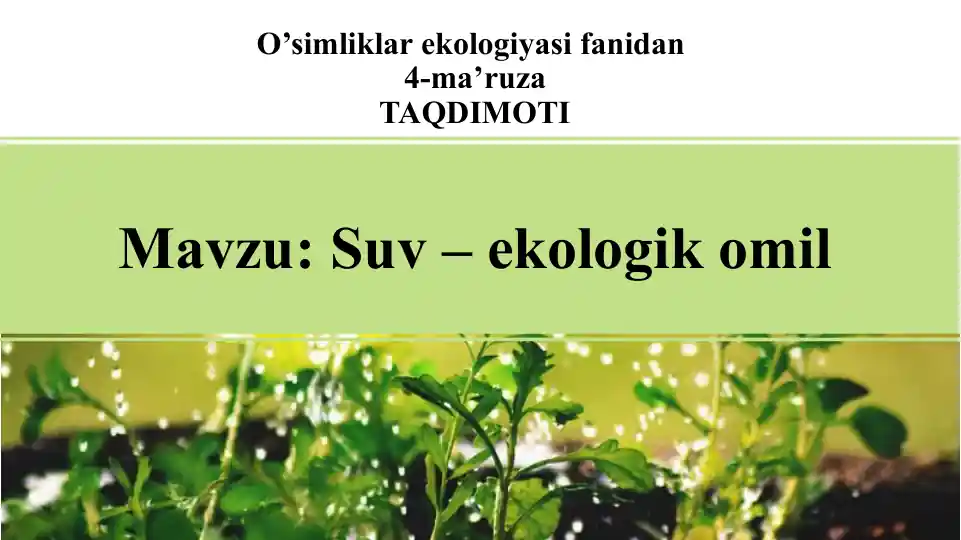 O’simliklar Ekologiyasi