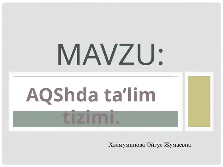 XXI asrda AQSH ta'lim tizimi