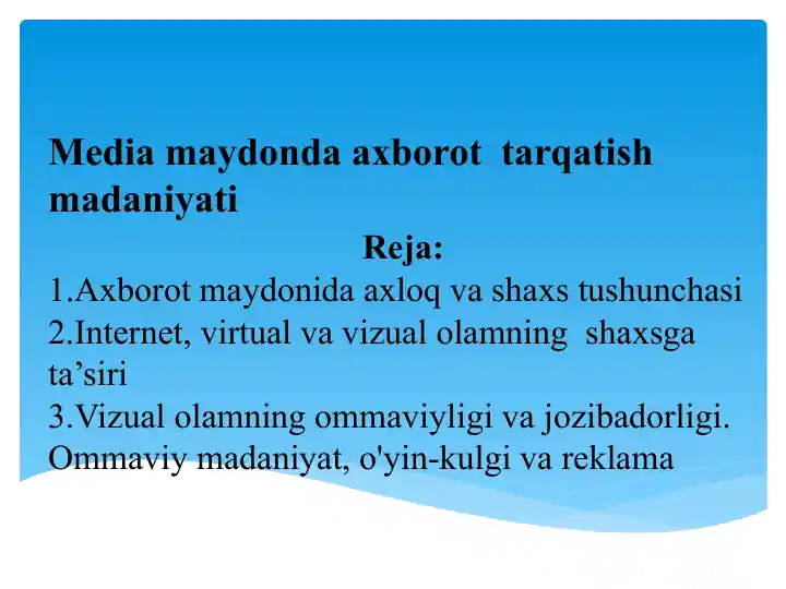Axborotmaydonida axloq va shaxs tushunchasi