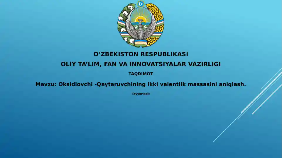 Oksidlovchi-Qaytaruvchining İkkivalentlik Massasini Aniqlash