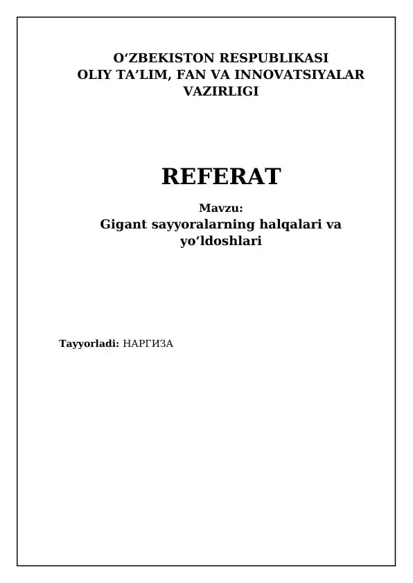 Gigant sayyoralarning halqalari va yoʻldoshlari