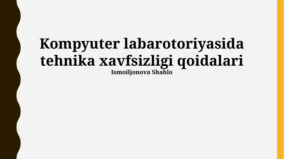 Kompyuter laboratoriyasida texnika xavfsizligi qoidalari