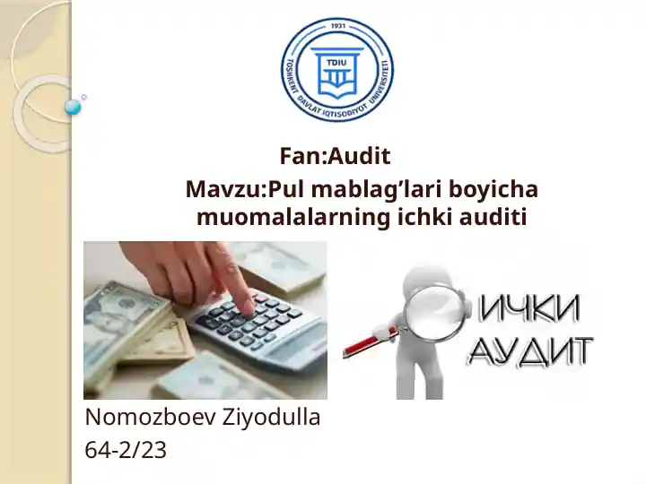 Pulmablag'lariboyichamuomalalarningichkiauditi