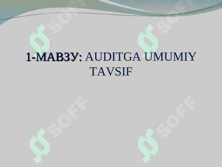 Auditga umumiy tavsif