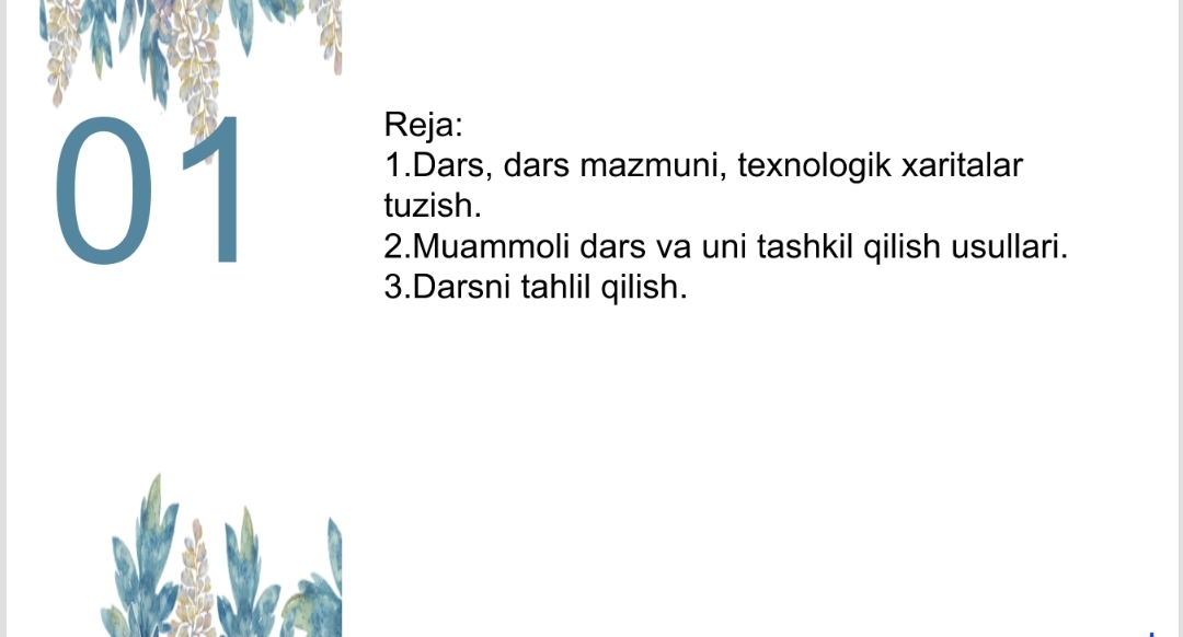 Boshlangʻich sinfda matematika darsining tuzilishi va dars tizimi