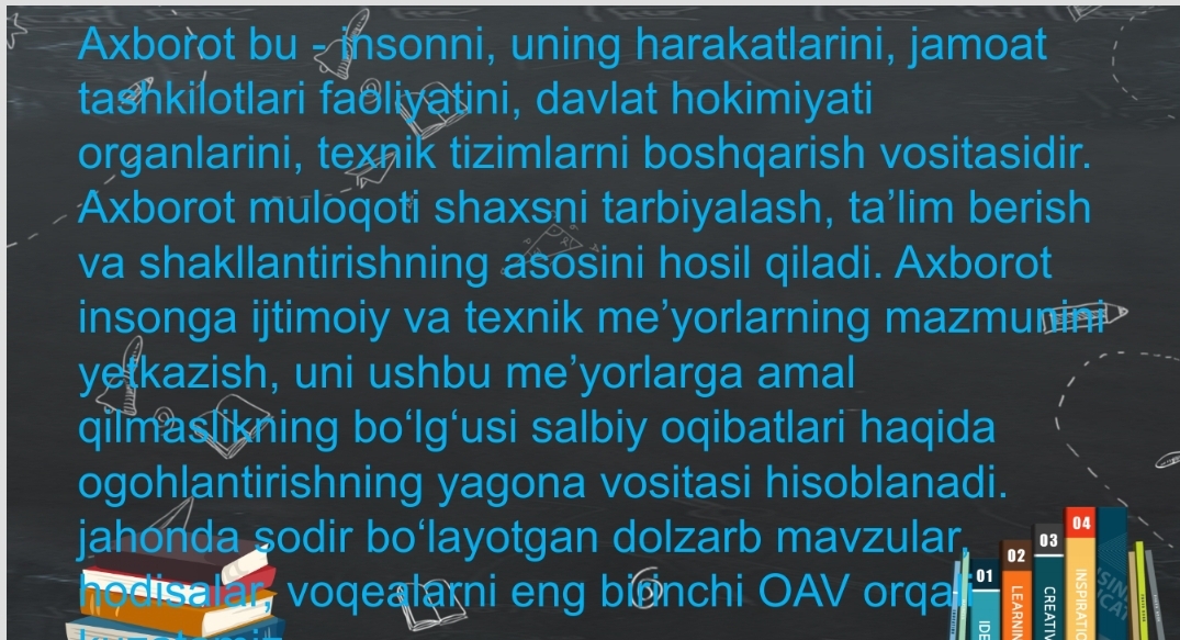 Media maydon va Internet imkoniyatlari.
